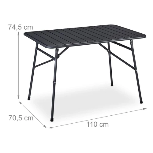 Metalinis lauko stalas Relaxdays, sulankstomas, Pilkas, 110 × 74,5 × 70,5 cm - Stalai