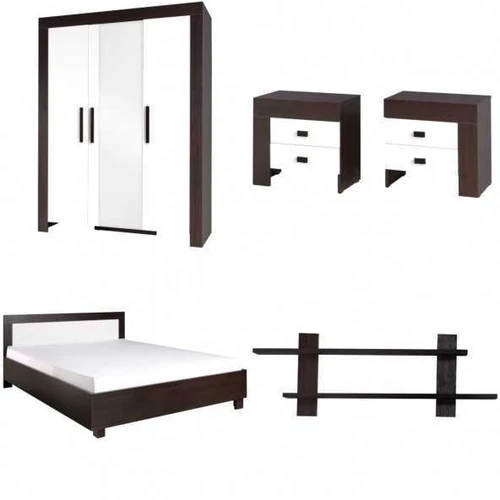 Modernus CEZAR CZ1 drabužių spinta su naktiniais staliukais ir lova