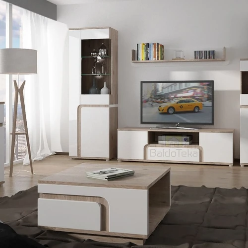 Kokybiška MDF ir LMDP medžiagų spintelė balta + ąžuolo atspalviu