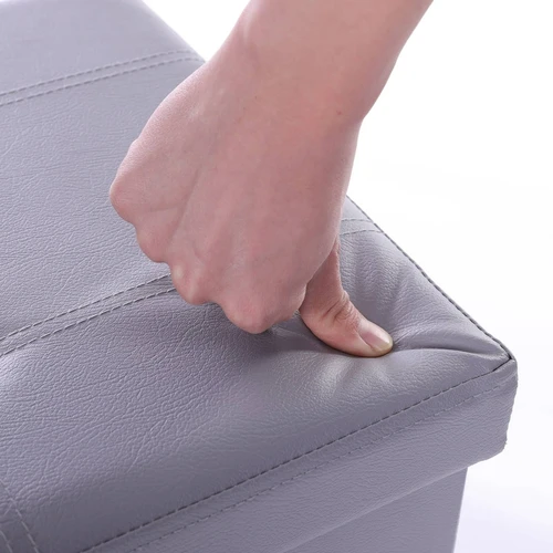 Pilka dirbtinės odos Chesterfield suoliukas – stilingas ir patvarus