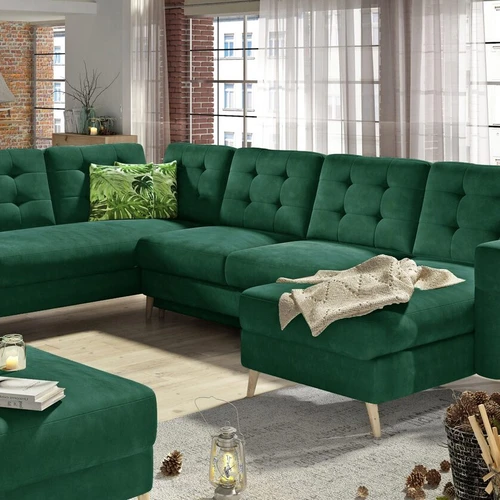 Minkštas kampas ASGARD U, smaragdo žalia