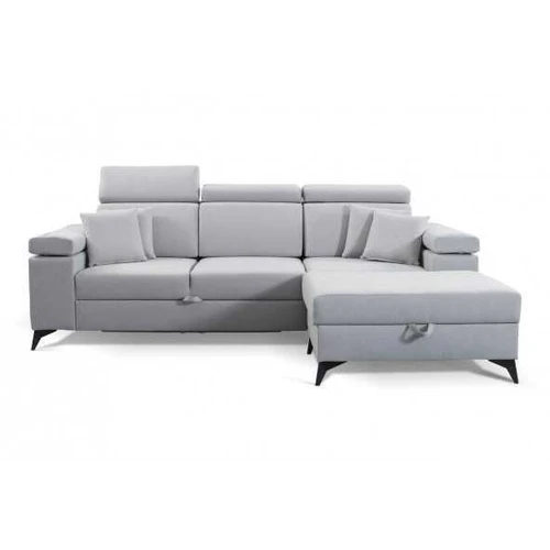 Minkšta kampinė sofa su reguliuojamu atlošu ir talpinamu konteineriu