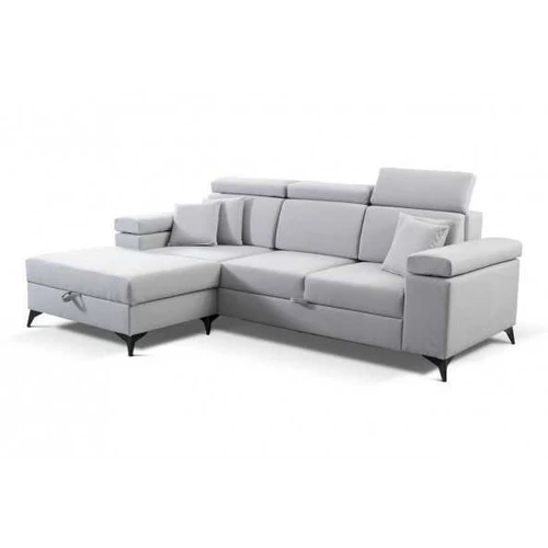 Moderni juodos kojos kampinė sofa su gofruotomis spyruoklėmis