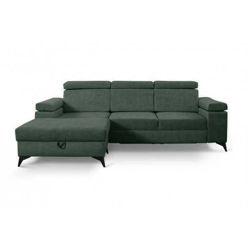 Moderni juodos kojos kampinė sofa su reguliuojamu atlošu