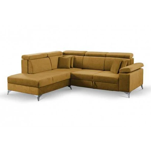 Stilinga sidabrinėmis/juodomis kojomis kampinė sofa su patalynės konteineriu