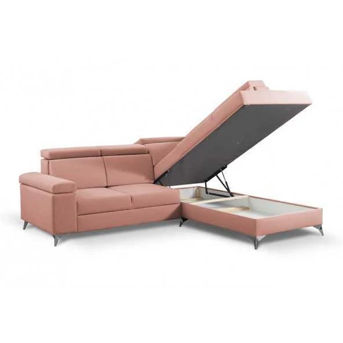 Moderni sidabrinė metalinė kojų sofa su patalynės konteineriu