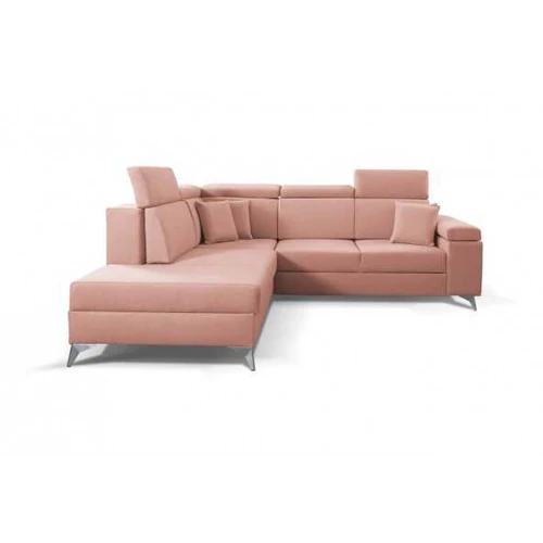 Moderni metalinėmis kojomis kampinė sofa su patalynės dėže