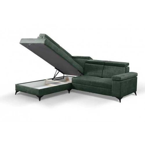 Praktiška sofa su mediniu rėmu ir sidabrinėmis kojomis