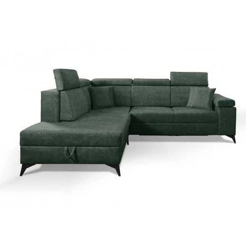 Stilinga metalinėmis kojomis kairiojo kampo sofa