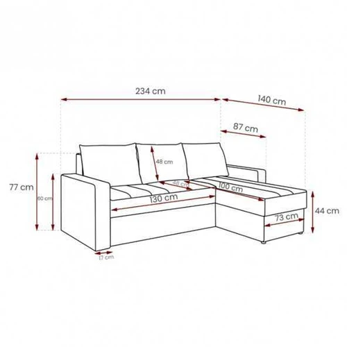 77 cm aukščio kampinė lova su Bonell spyruoklėmis