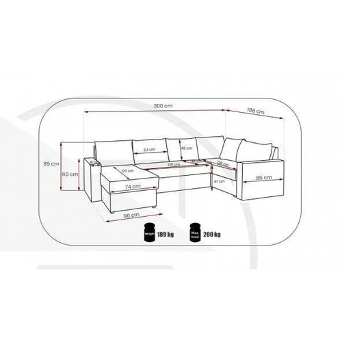 Moderni kampinė sofa su gofruotomis spyruoklėmis
