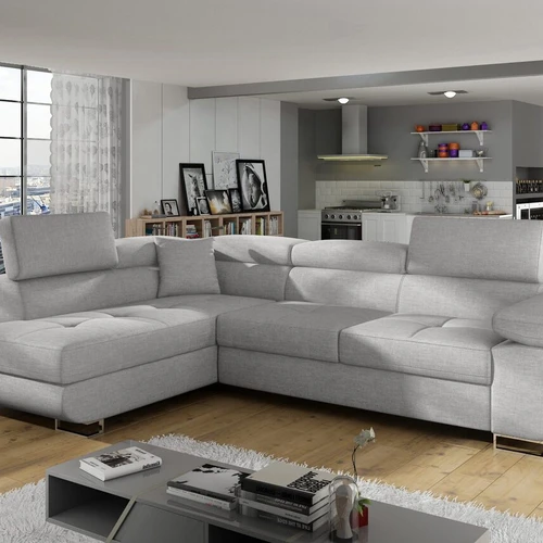 Minkštas kampas EL1637, šviesiai pilka