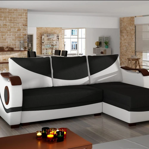 Minkštas kampas EL1639, juoda/balta