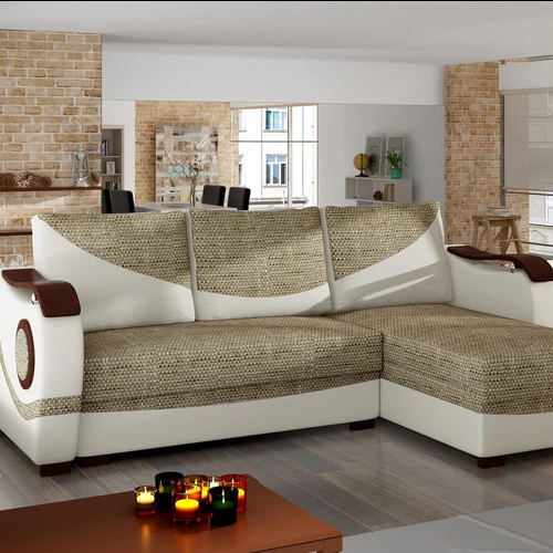 Minkštas kampas EL1639, smėlio/kreminė