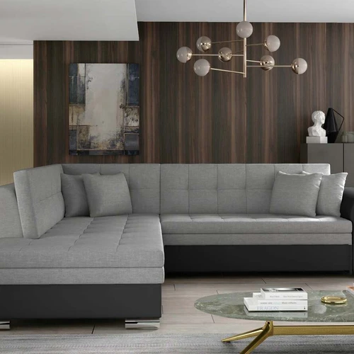 Aukštos kokybės kampinė sofa EL4521 su minkšta sėdyne ir chromuotomis kojomis