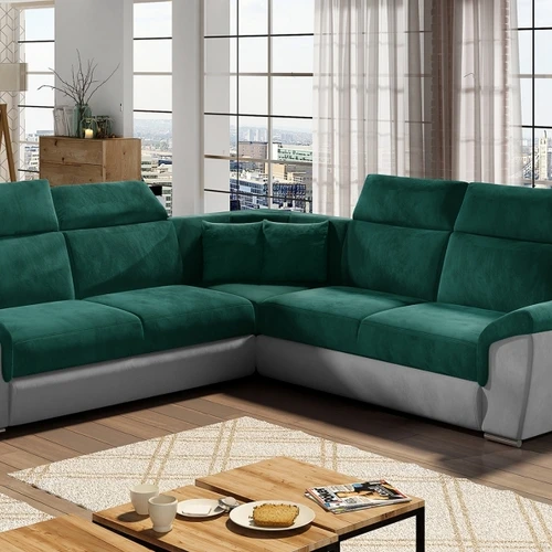 Minkštas kampas FEDERICO, žalia/pilka