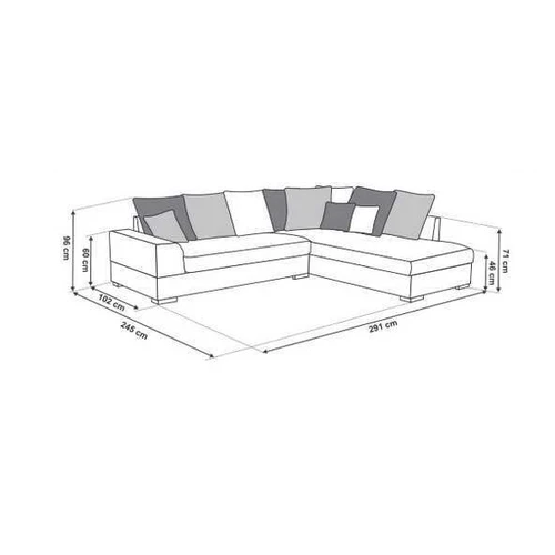 Plati 291 cm sofa su spyruokliniais blokais