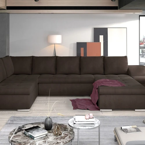 Minkštas kampas GIOVANNI, rudas audinys