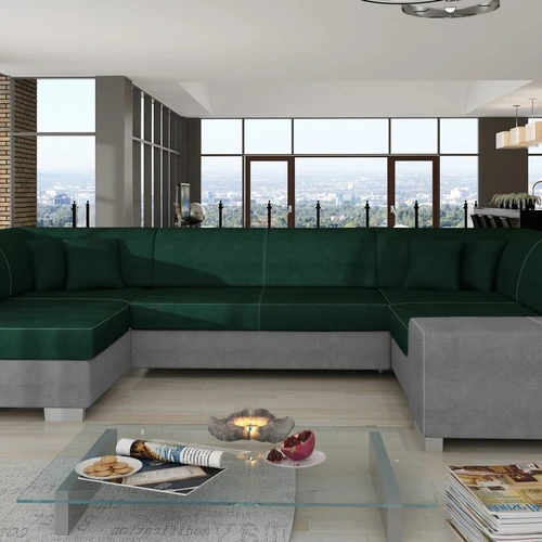 Minkštas kampas HAVANA, tamsiai žalia/pilka