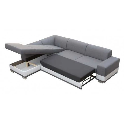 Plati kampinė sofa su atlošu ir porankiais