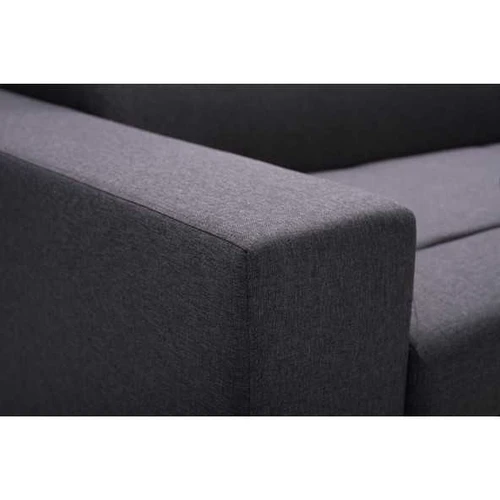 Kampinė sofė su dešine puse, miego funkcija ir patalynės konteineriu