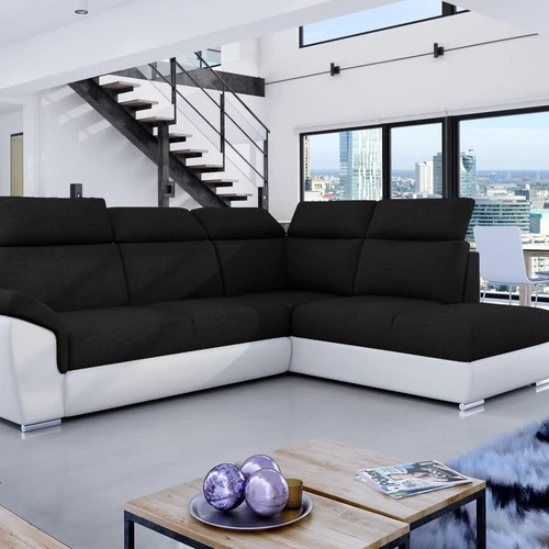 Minkštas kampas Loreto, juoda/balta