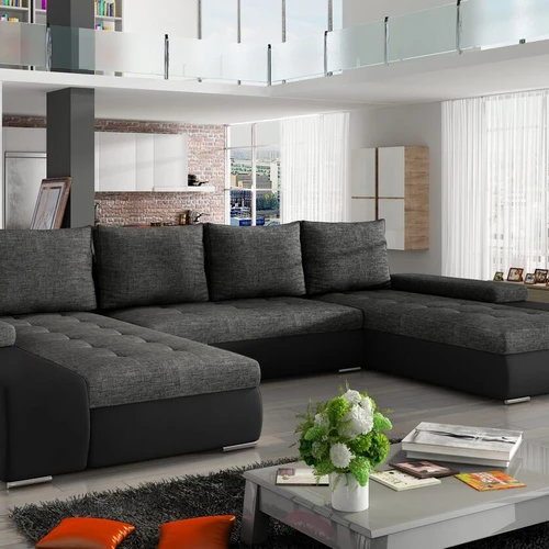 Minkštas kampas MARINO, pilka/juoda