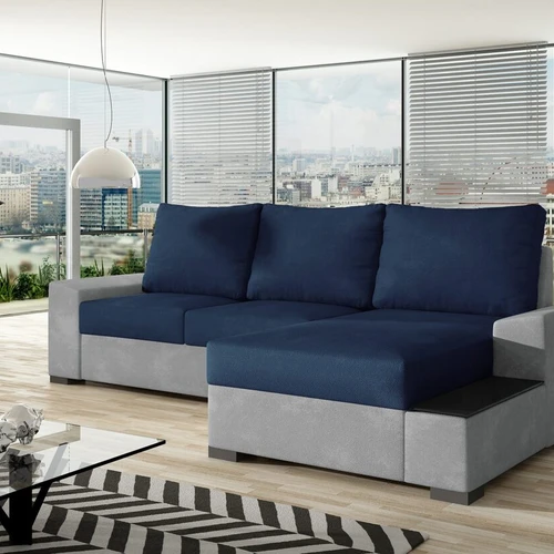 Minkštas kampas NEGRO, mėlyna/pilka