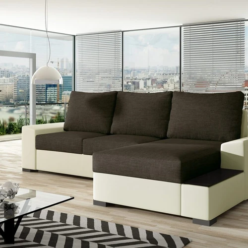 Minkštas kampas NEGRO, tamsiai ruda/kreminė