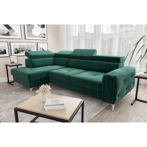 Elegantiška kampinė sofa „Orion“ su dygsniuotu šonu