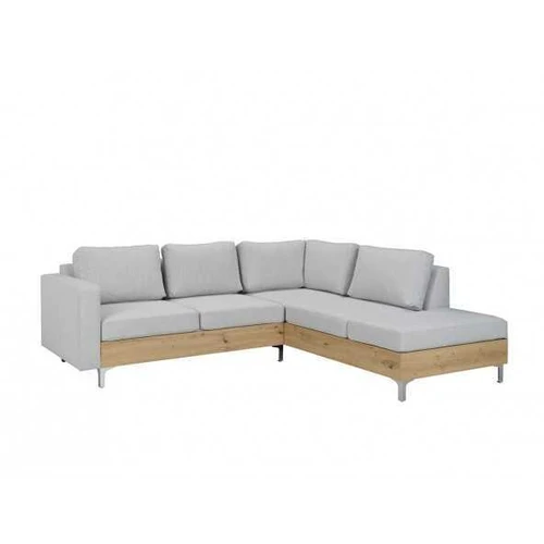 Moderni kampinė sofa su avellino audiniu ir ąžuolo dekoro elementais