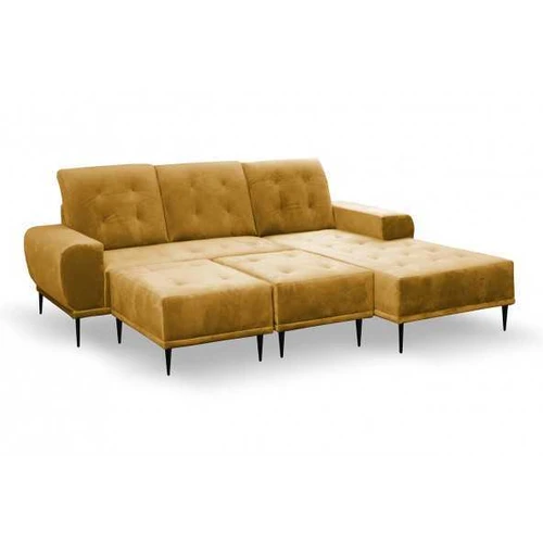 Stilinga juodakojė kampinė sofa su gofruotomis spyruoklėmis