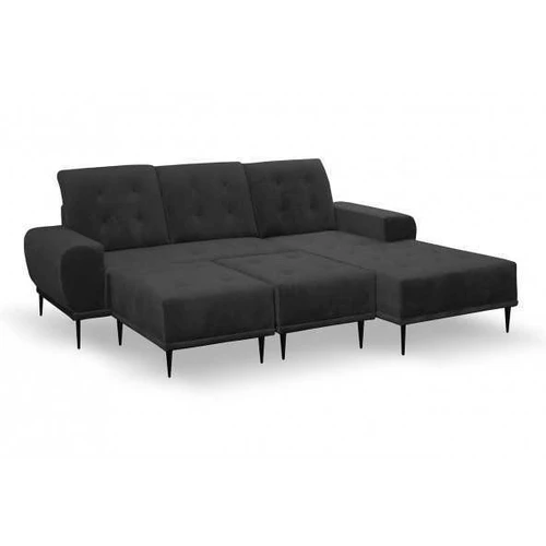 Minkšta gofruotų spyruoklių sofa su mediniu rėmu