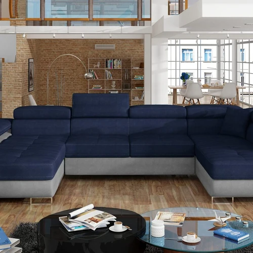 Minkštas kampas RODRIGO, mėlyna/pilka