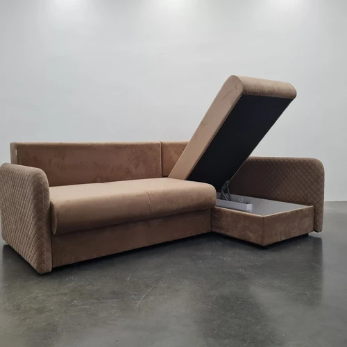 Veliūrinis minkštas kampas su miegamu mechanizmu