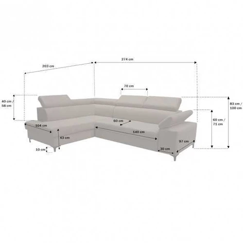 Kampinė sofa su 24 mėn. garantija ir miego funkcija