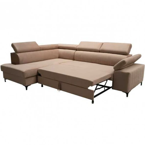 Ergonominė sofa su miego funkcija, reguliuojamais galvos atlošais ir patalynės konteineriu