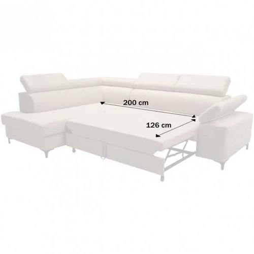 Praktiška kampinė sofa su dešiniuoju kampu