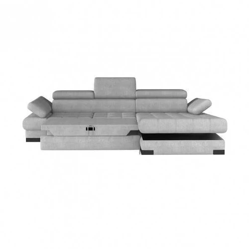 Moderni kampinė sofa su sulankstomis galvos atlošais