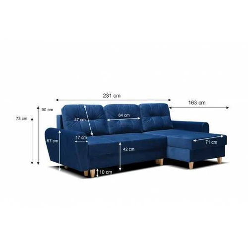 Plati 231 cm sofa su mediniu rėmu ir 24 mėn. garantija