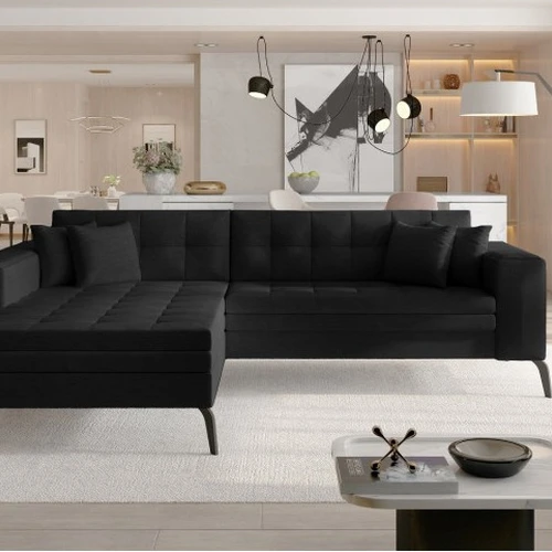 Minkštas kampas SOLANGE, juoda