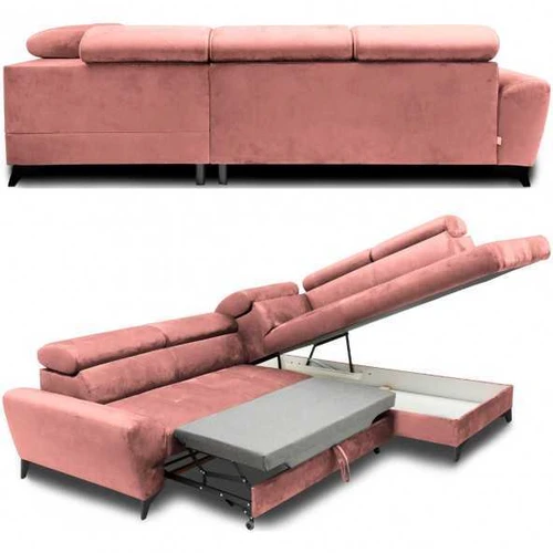 Ergonominė sofos lova su reguliuojamu atlošu ir patalynės konteineriu