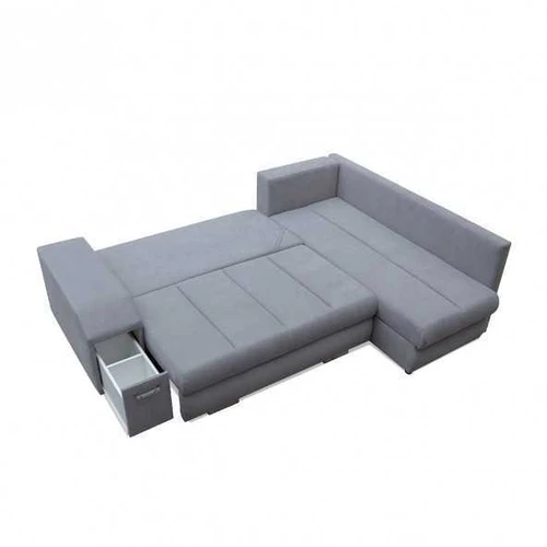 Minkšta kampinė sofa Rico 13 audiniu su laisvai pastatoma nugarėle