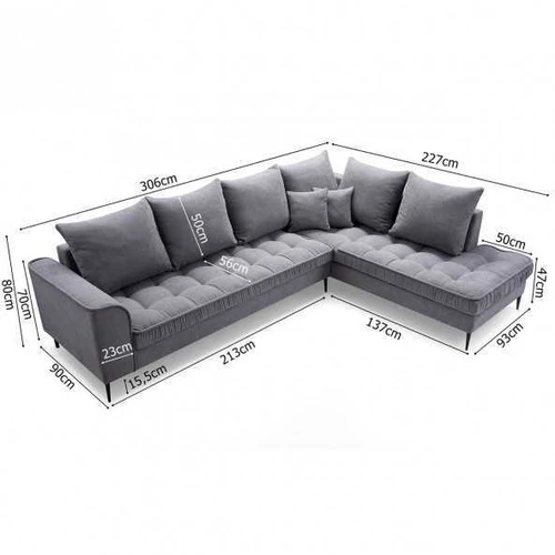 Plati 306 cm kampinė sofa su dešine puse