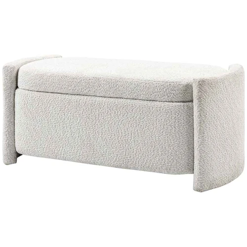 Minkštas suolas su daiktadėže Homcom 105x44x45,5cm., kreminės spalvos