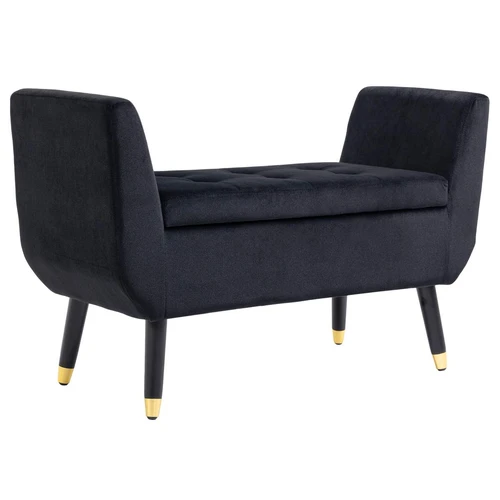 Minkštas suolas su daiktadėže Homcom 107x42x65cm., juodos/auksinės spalvos