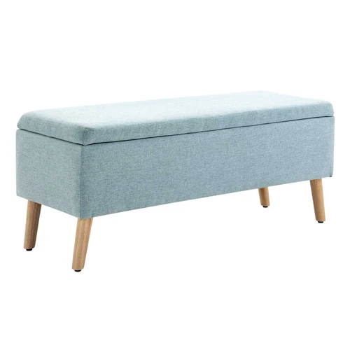 Minkštas suolas su daiktadėže Homcom 110x39x45cm., žalios/šviesiai rudos spalvos