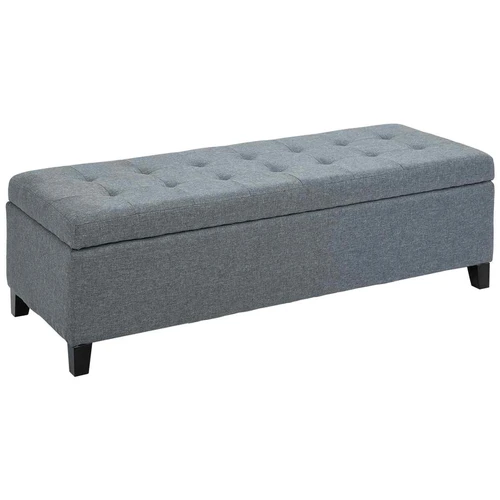 Minkštas suolas su daiktadėže Homcom 125x49x41,5cm., pilkos/juodos spalvos