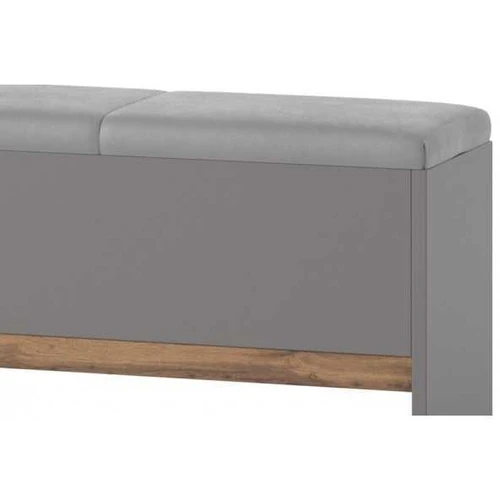 Ąžuolo „wotan“ ir pilkos eko odos minkštas suoliukas