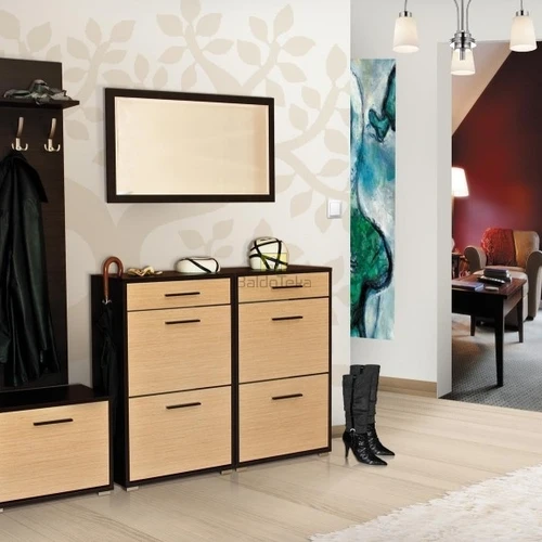 Kompaktiška 55x99x3 cm spintelė tamsaus medžio atspalviu